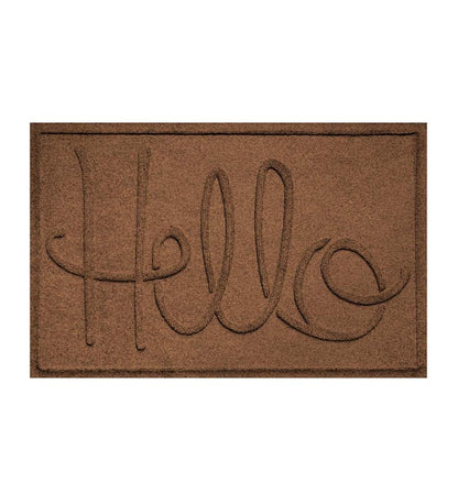 Plow & Hearth Doormats Indoor Living Waterhog Indoor/Outdoor Hello Doormat, 2' X 3' - Bordeaux