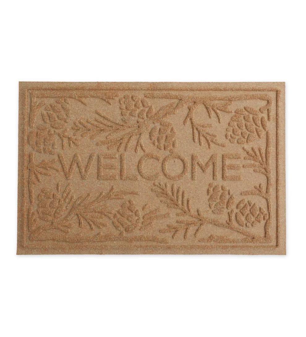 Plow & Hearth Doormats Indoor Living Waterhog Pine Welcome Doormat, 2' X 3' - Bordeaux