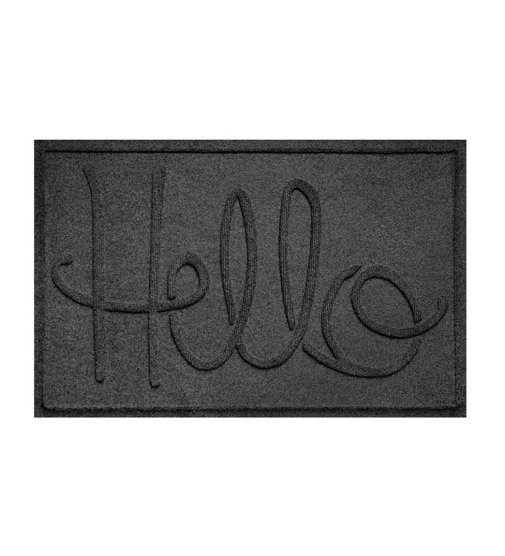 Plow & Hearth Doormats Indoor Living Waterhog Indoor/Outdoor Hello Doormat, 2' X 3' - Bordeaux