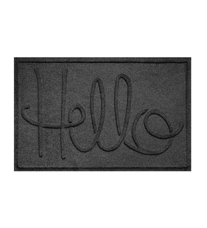 Plow & Hearth Doormats Indoor Living Waterhog Indoor/Outdoor Hello Doormat, 2' X 3' - Bordeaux