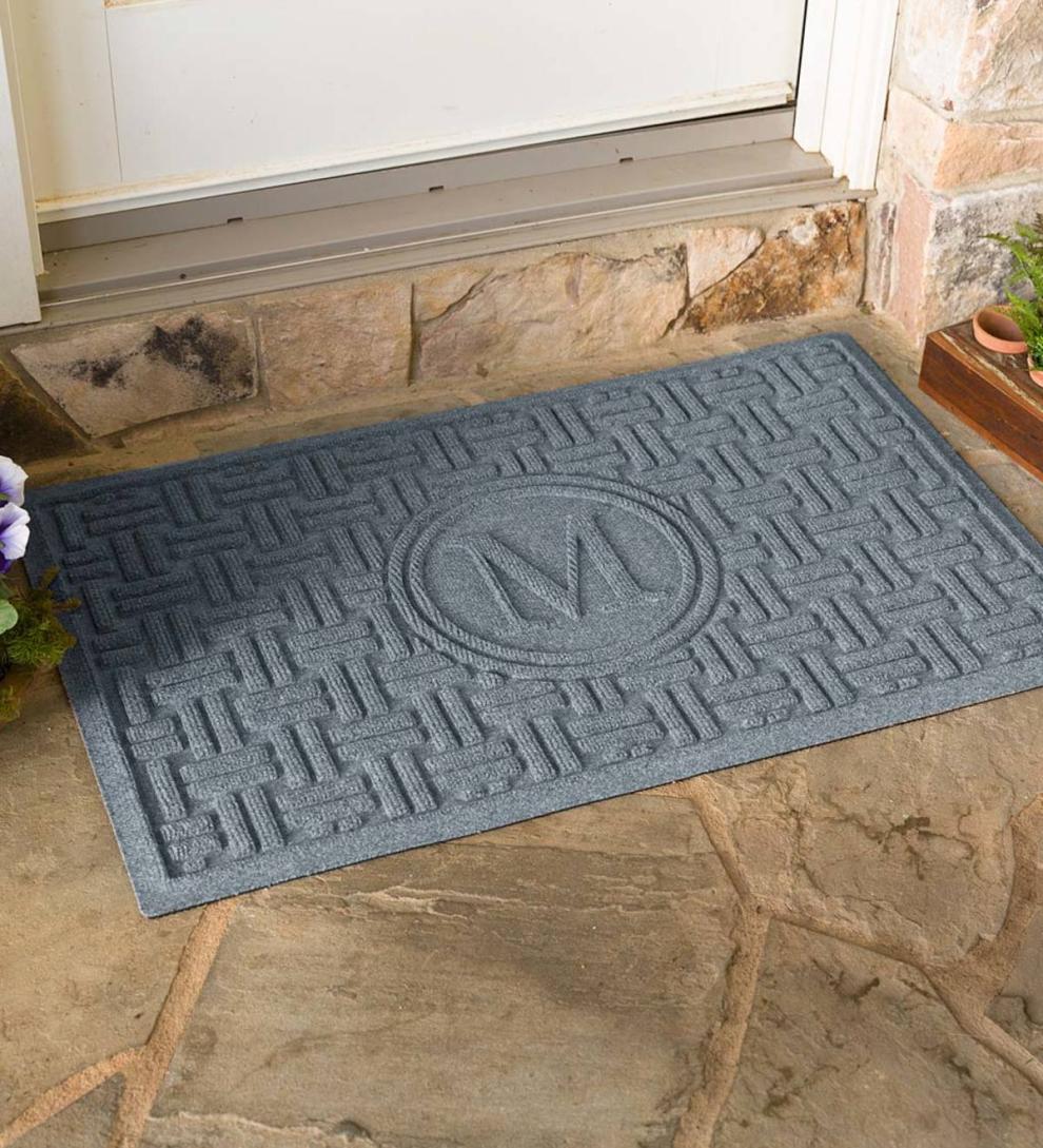 Plow & Hearth Doormats Indoor Living Waterhog Basket Weave Doormat With Single Initial, 2' X 3' - Bordeaux