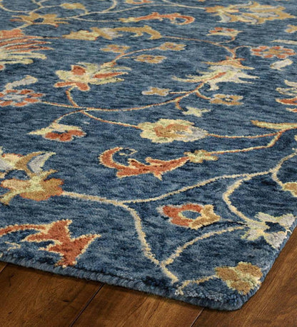 Plow & Hearth Hearth Rugs Fireplace & Hearth Carmona Denim Wool Rug, 2' X 3' - Denim
