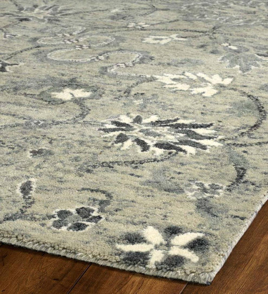 Plow & Hearth Hearth Rugs Fireplace & Hearth Carmona Gray Wool Rug, 2' X 3' - Grey