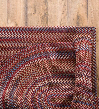 Plow & Hearth Hearth Rugs Fireplace & Hearth Blue Ridge Rectangle Wool Braided Rug, 2' X 3' - Moss Multi
