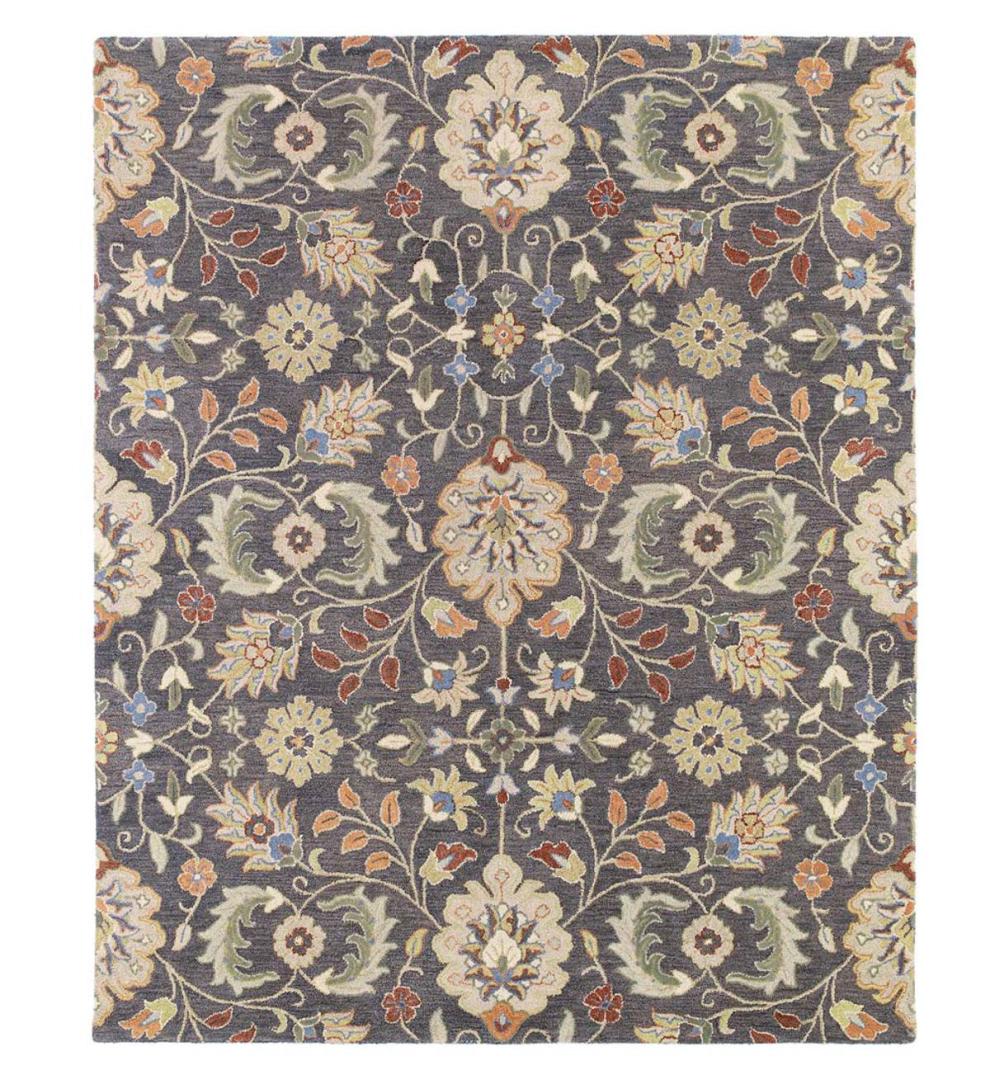 Plow & Hearth Hearth Rugs Fireplace & Hearth Meadow Wildflower Wool Rug, 2' X 3' - Pewter