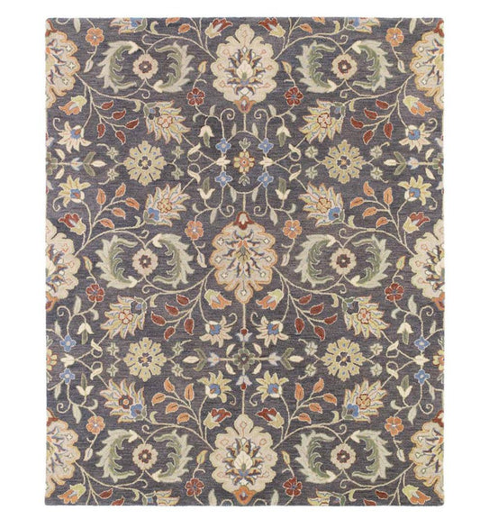 Plow & Hearth Hearth Rugs Fireplace & Hearth Meadow Wildflower Wool Rug, 2' X 3' - Pewter