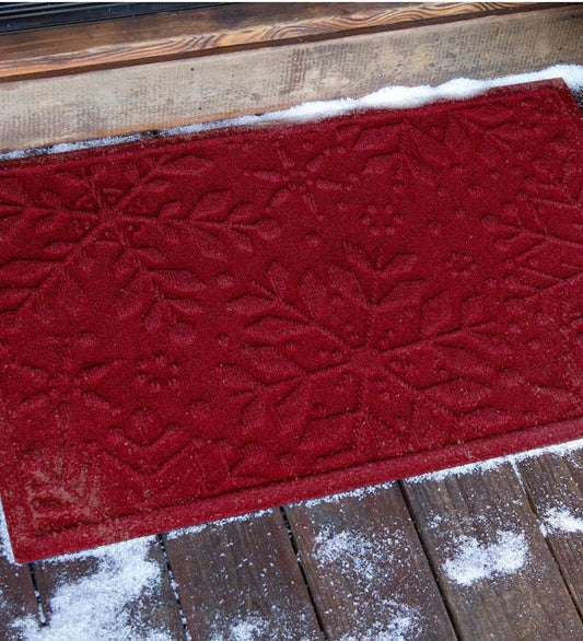 Plow & Hearth Doormats Indoor Living Waterhog Snowflake Doormat, 20" X 30" - Bluestone