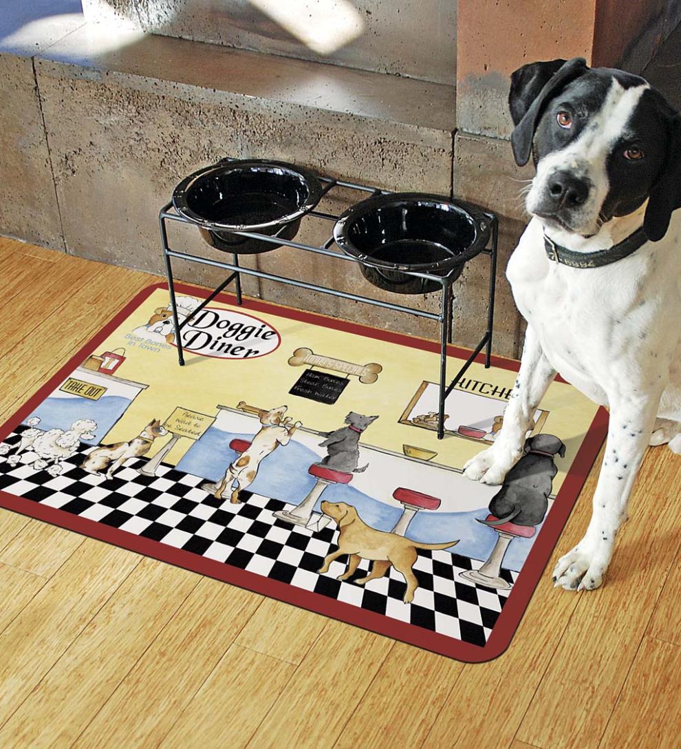 Plow & Hearth Home Accents Indoor Living Doggie Diner Premium Comfort 22" X 31" Kitchen Mat