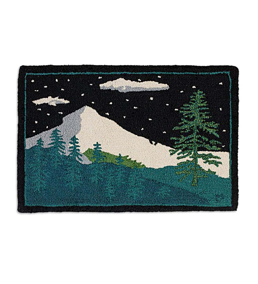 Plow & Hearth Fireplace & Mantel Décor Fireplace & Hearth Winter Woods Hand-Hooked Wool Rug, 24" X 36"