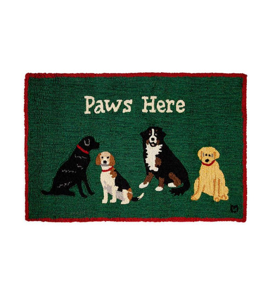 Plow & Hearth Fireplace & Mantel Décor Fireplace & Hearth Paws Here Hand-Hooked Wool Rug, 24" X 36"