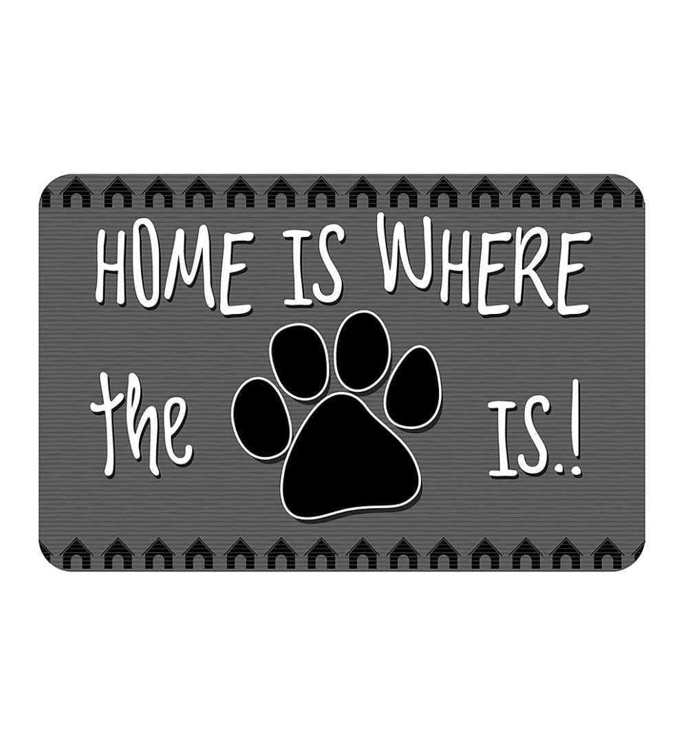 Plow & Hearth Home Accents Indoor Living Home Is Where The Paw Is 23" X 36" Gray Accent Mat