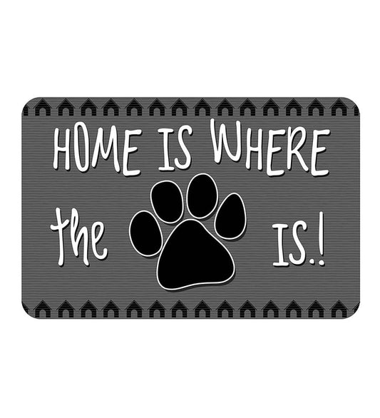 Plow & Hearth Home Accents Indoor Living Home Is Where The Paw Is 23" X 36" Gray Accent Mat