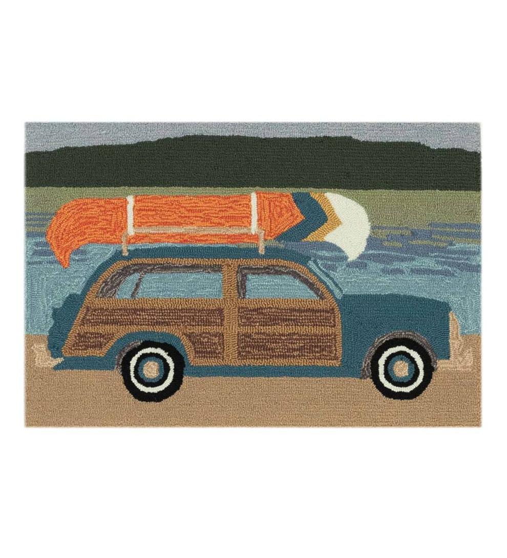 Plow & Hearth Synthetic Rugs Indoor Living Indoor/Outdoor Synthetic Blend Camping Trip Rug, 24" X 36"
