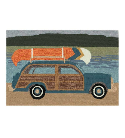 Plow & Hearth Synthetic Rugs Indoor Living Indoor/Outdoor Synthetic Blend Camping Trip Rug, 24" X 36"