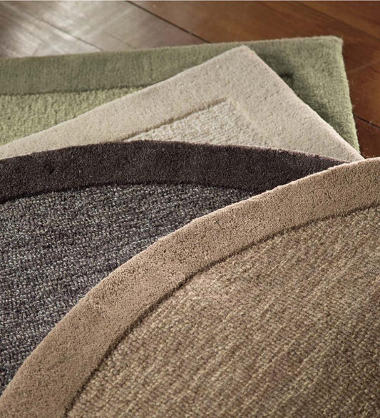 Plow & Hearth Hearth Rugs Fireplace & Hearth Madrid Banded Half-Round Hearth Rug, 2' X 4' - Charcoal Brown