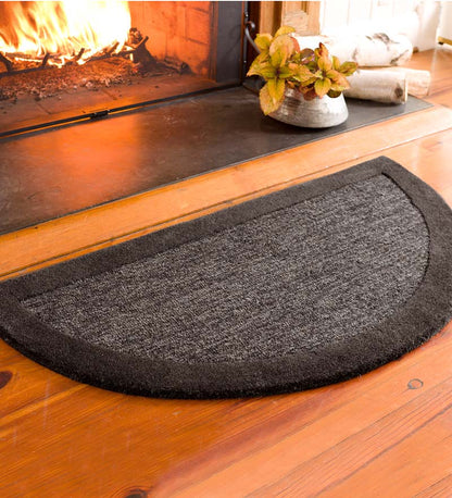 Plow & Hearth Hearth Rugs Fireplace & Hearth Madrid Banded Half-Round Hearth Rug, 2' X 4' - Charcoal Brown