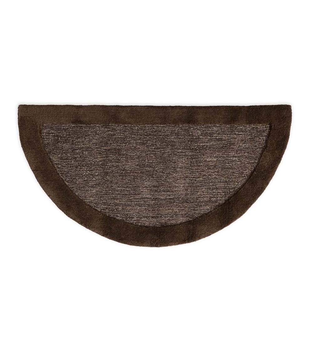 Plow & Hearth Hearth Rugs Fireplace & Hearth Madrid Banded Half-Round Hearth Rug, 2' X 4' - Charcoal Brown