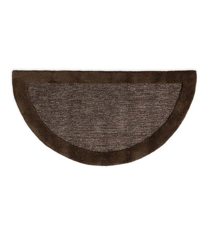 Plow & Hearth Hearth Rugs Fireplace & Hearth Madrid Banded Half-Round Hearth Rug, 2' X 4' - Charcoal Brown