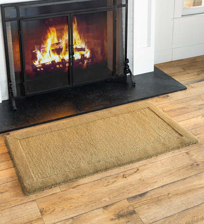 Plow & Hearth Hearth Rugs Fireplace & Hearth Madrid Banded Half-Round Hearth Rug, 2' X 4' - Charcoal Brown
