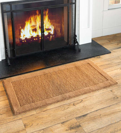 Plow & Hearth Hearth Rugs Fireplace & Hearth Madrid Banded Half-Round Hearth Rug, 2' X 4' - Charcoal Brown