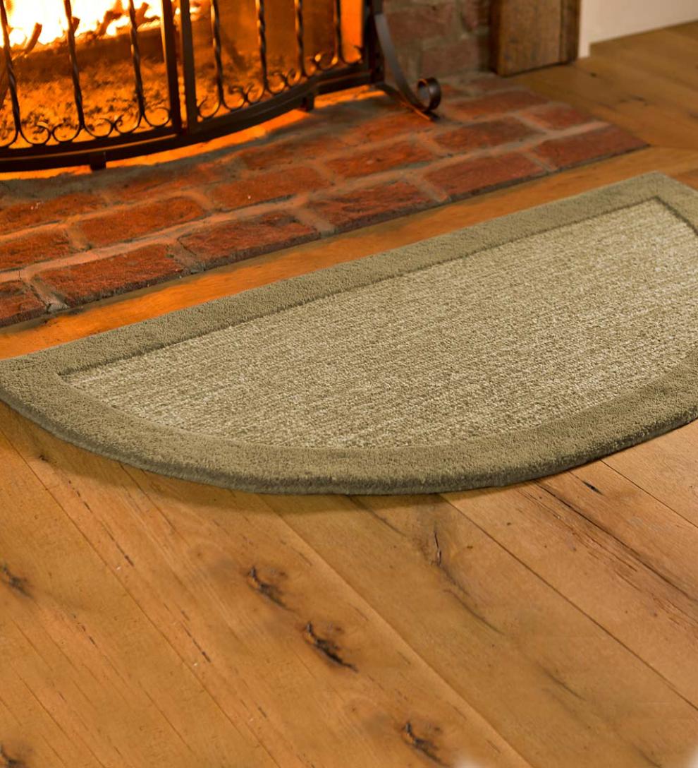 Plow & Hearth Hearth Rugs Fireplace & Hearth Madrid Banded Half-Round Hearth Rug, 2' X 4' - Charcoal Brown