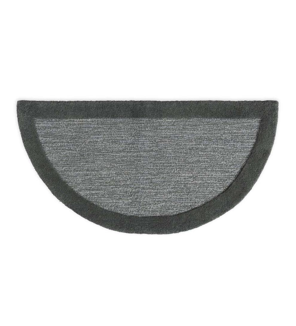 Plow & Hearth Hearth Rugs Fireplace & Hearth Madrid Banded Half-Round Hearth Rug, 2' X 4' - Charcoal Brown