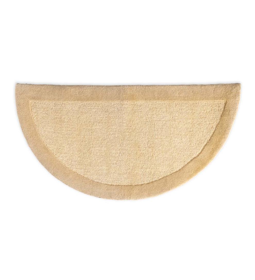 Plow & Hearth Hearth Rugs Fireplace & Hearth Madrid Banded Half-Round Hearth Rug, 2' X 4' - Charcoal Brown