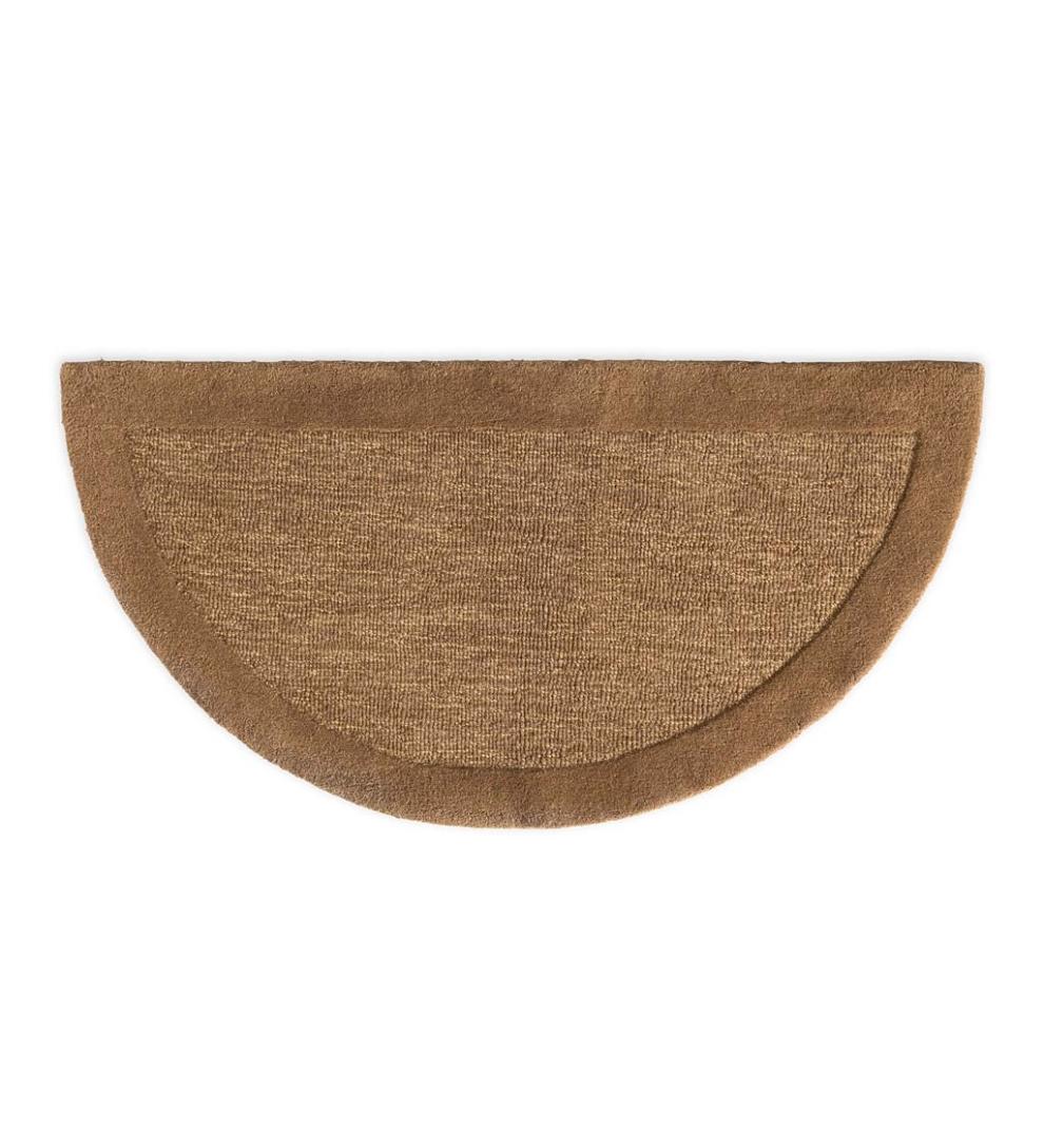 Plow & Hearth Hearth Rugs Fireplace & Hearth Madrid Banded Half-Round Hearth Rug, 2' X 4' - Charcoal Brown