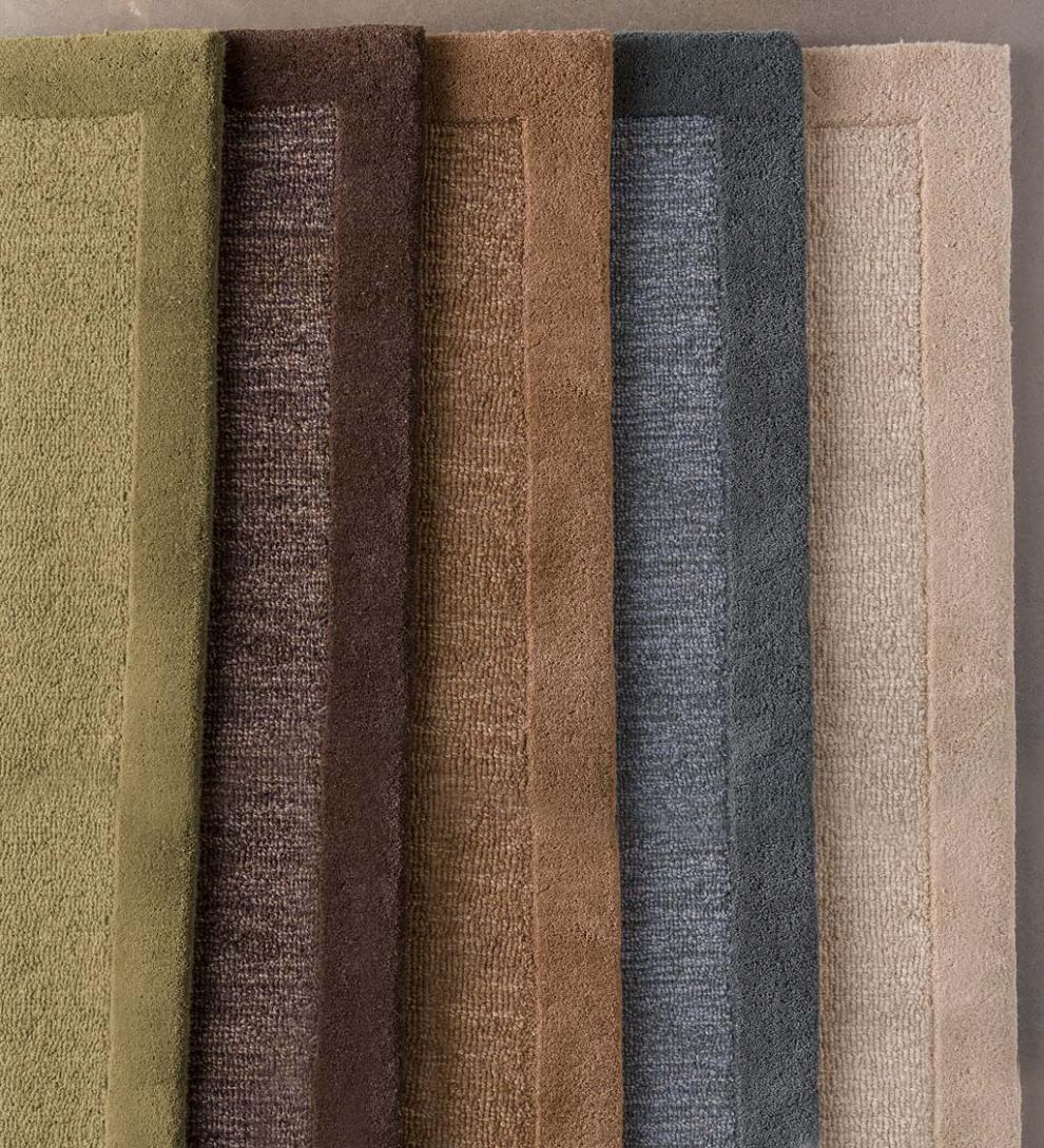 Plow & Hearth Hearth Rugs Fireplace & Hearth Madrid Banded Half-Round Hearth Rug, 2' X 4' - Charcoal Brown