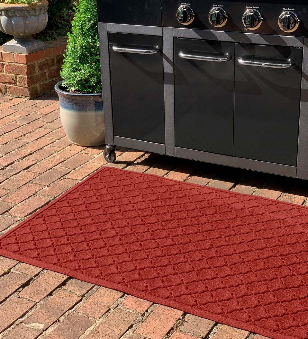 Plow & Hearth Synthetic Rugs Indoor Living Waterhog Cordova Grill Mat, 3' X 5' - Bordeaux