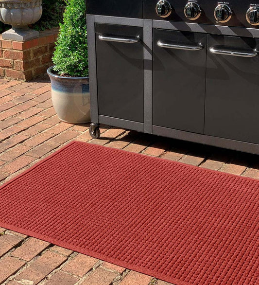 Plow & Hearth Synthetic Rugs Indoor Living Waterhog Square Pattern Grill Mat, 3' X 5' - Bordeaux