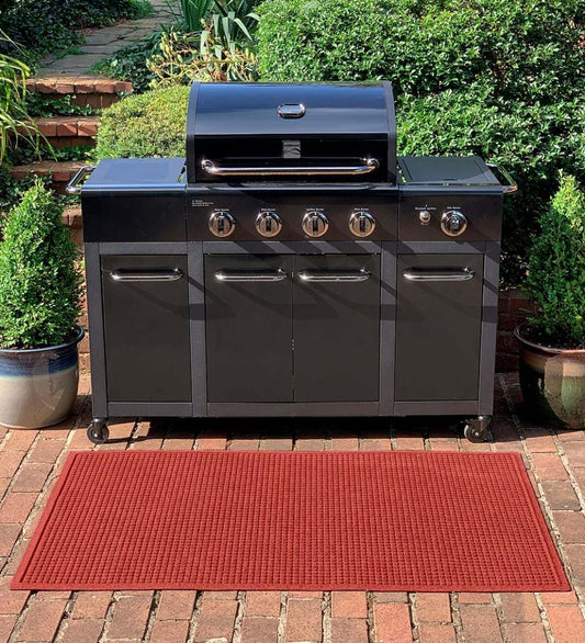 Plow & Hearth Synthetic Rugs Indoor Living Waterhog Square Pattern Grill Mat, 3' X 5' - Bordeaux