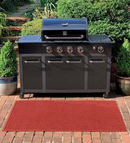 Plow & Hearth Synthetic Rugs Indoor Living Waterhog Square Pattern Grill Mat, 3' X 5' - Bordeaux