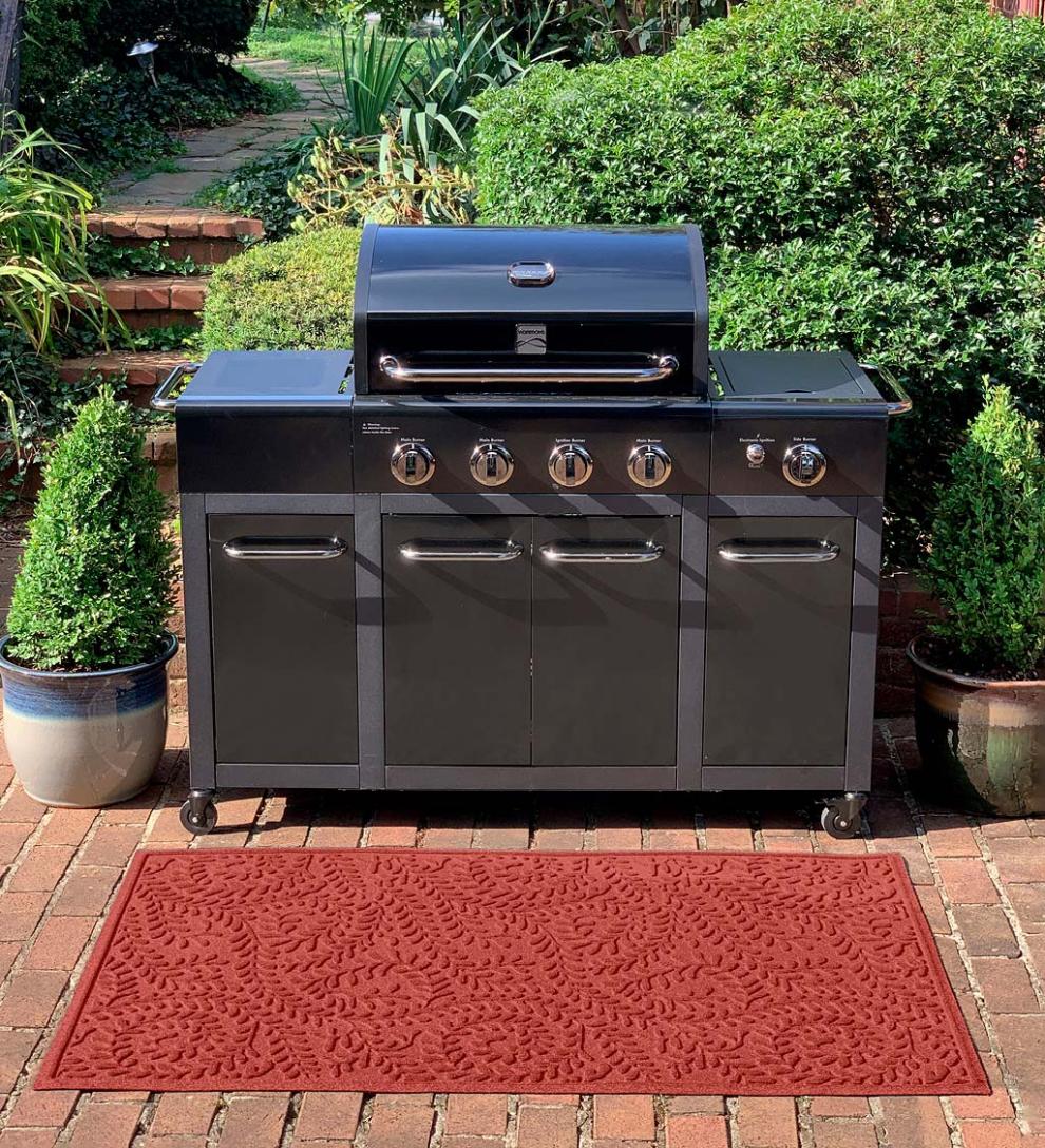 Plow & Hearth Synthetic Rugs Indoor Living Waterhog Boxwood Grill Mat, 3' X 5' - Bordeaux