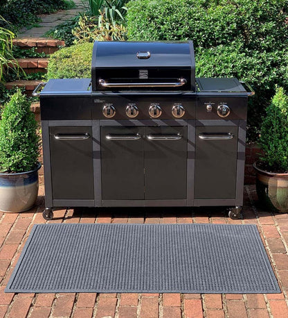 Plow & Hearth Synthetic Rugs Indoor Living Waterhog Square Pattern Grill Mat, 3' X 5' - Bordeaux