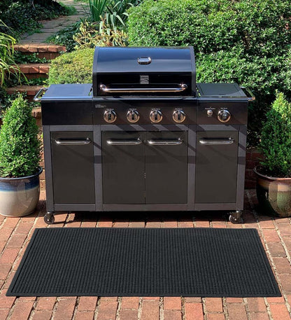 Plow & Hearth Synthetic Rugs Indoor Living Waterhog Square Pattern Grill Mat, 3' X 5' - Bordeaux