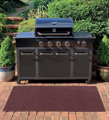 Plow & Hearth Synthetic Rugs Indoor Living Waterhog Square Pattern Grill Mat, 3' X 5' - Bordeaux