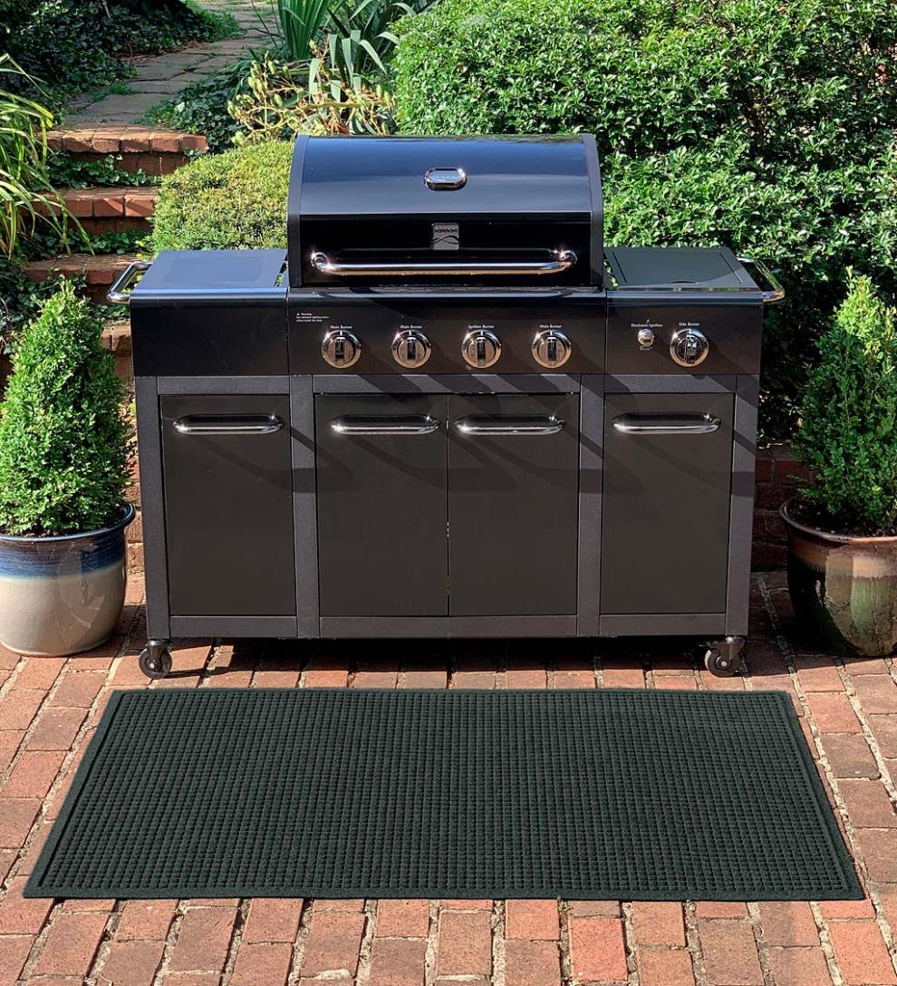 Plow & Hearth Synthetic Rugs Indoor Living Waterhog Square Pattern Grill Mat, 3' X 5' - Bordeaux