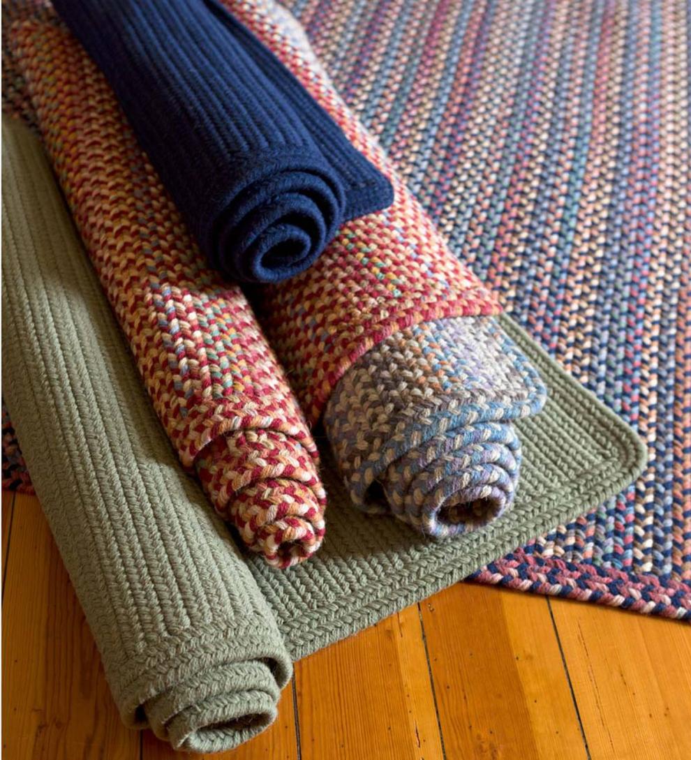 Plow & Hearth Hearth Rugs Fireplace & Hearth Blue Ridge Rectangle Wool Braided Rug, 3' X 5' - Moss Multi