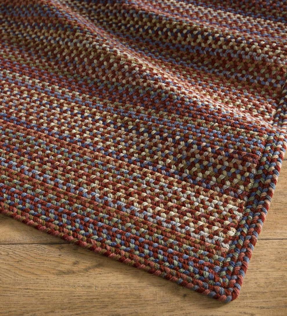 Plow & Hearth Hearth Rugs Fireplace & Hearth Blue Ridge Rectangle Wool Braided Rug, 3' X 5' - Moss Multi