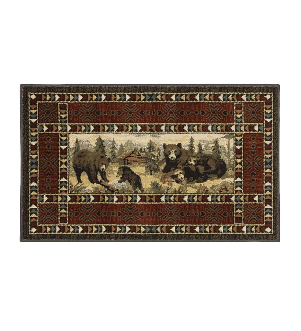 Plow & Hearth Home Accents Indoor Living Vista Bears At Cabin Rug, 30" X 50"