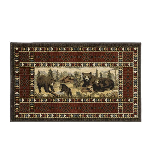 Plow & Hearth Home Accents Indoor Living Vista Bears At Cabin Rug, 30" X 50"