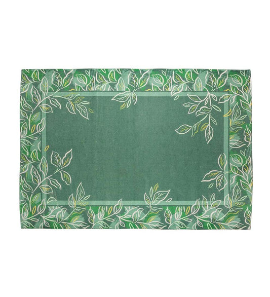 Plow & Hearth Area Rugs Indoor Living Green Tree Of Life Indoor/Outdoor Border Rug, 4'X6'