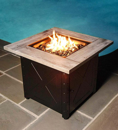 Plow & Hearth Fire Pits Fireplace & Hearth Barnesdale Outdoor Lp Gas Fire Pit With Printed Resin Mantel, 30"