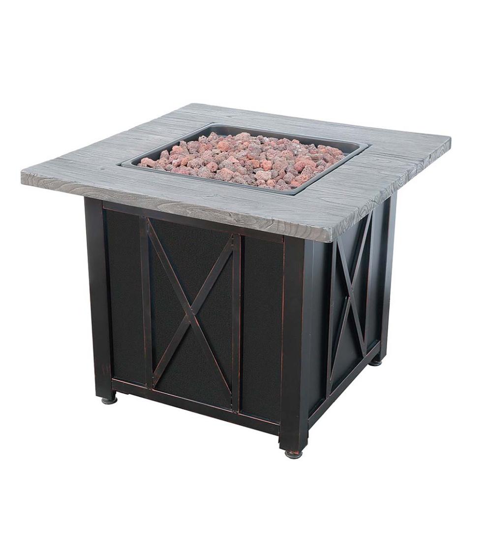 Plow & Hearth Fire Pits Fireplace & Hearth Delwood Outdoor Lp Gas Fire Pit With Resin Mantel, 30"