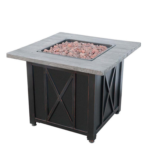 Plow & Hearth Fire Pits Fireplace & Hearth Delwood Outdoor Lp Gas Fire Pit With Resin Mantel, 30"