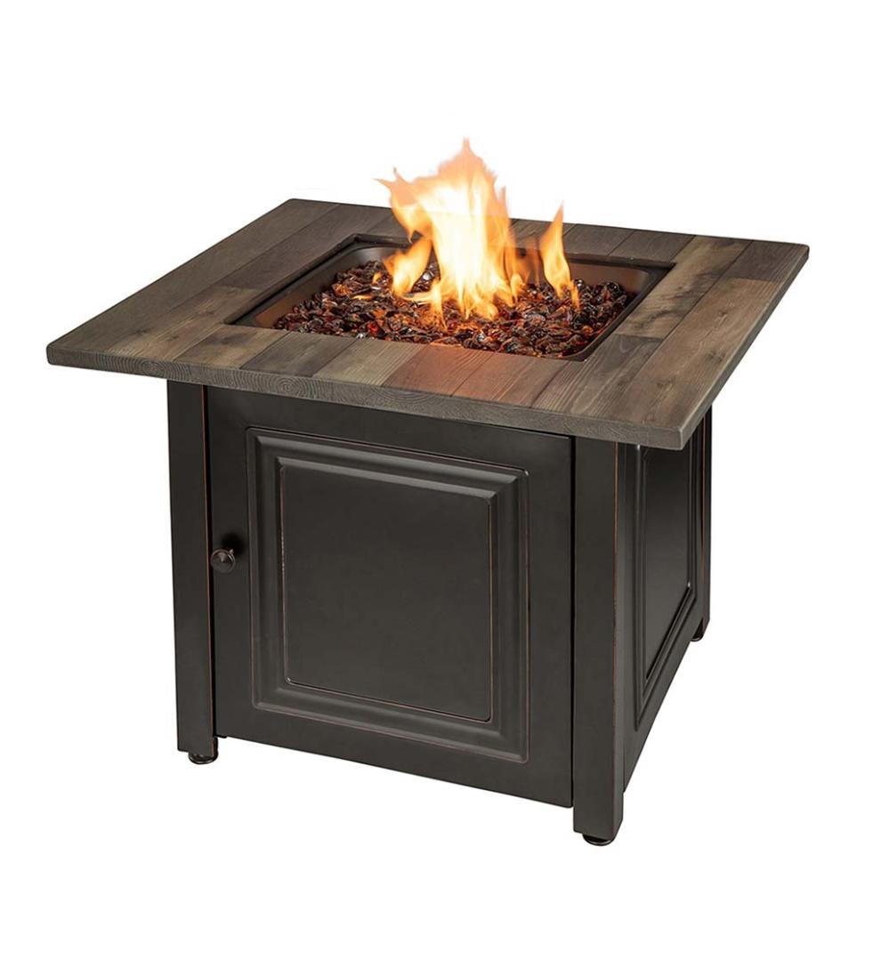 Plow & Hearth Fire Pits Fireplace & Hearth Aberdeen Outdoor Lp Gas Fire Pit With Printed Resin Mantel, 30"