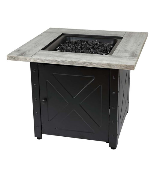 Plow & Hearth Fire Pits Fireplace & Hearth Barnesdale Outdoor Lp Gas Fire Pit With Printed Resin Mantel, 30"