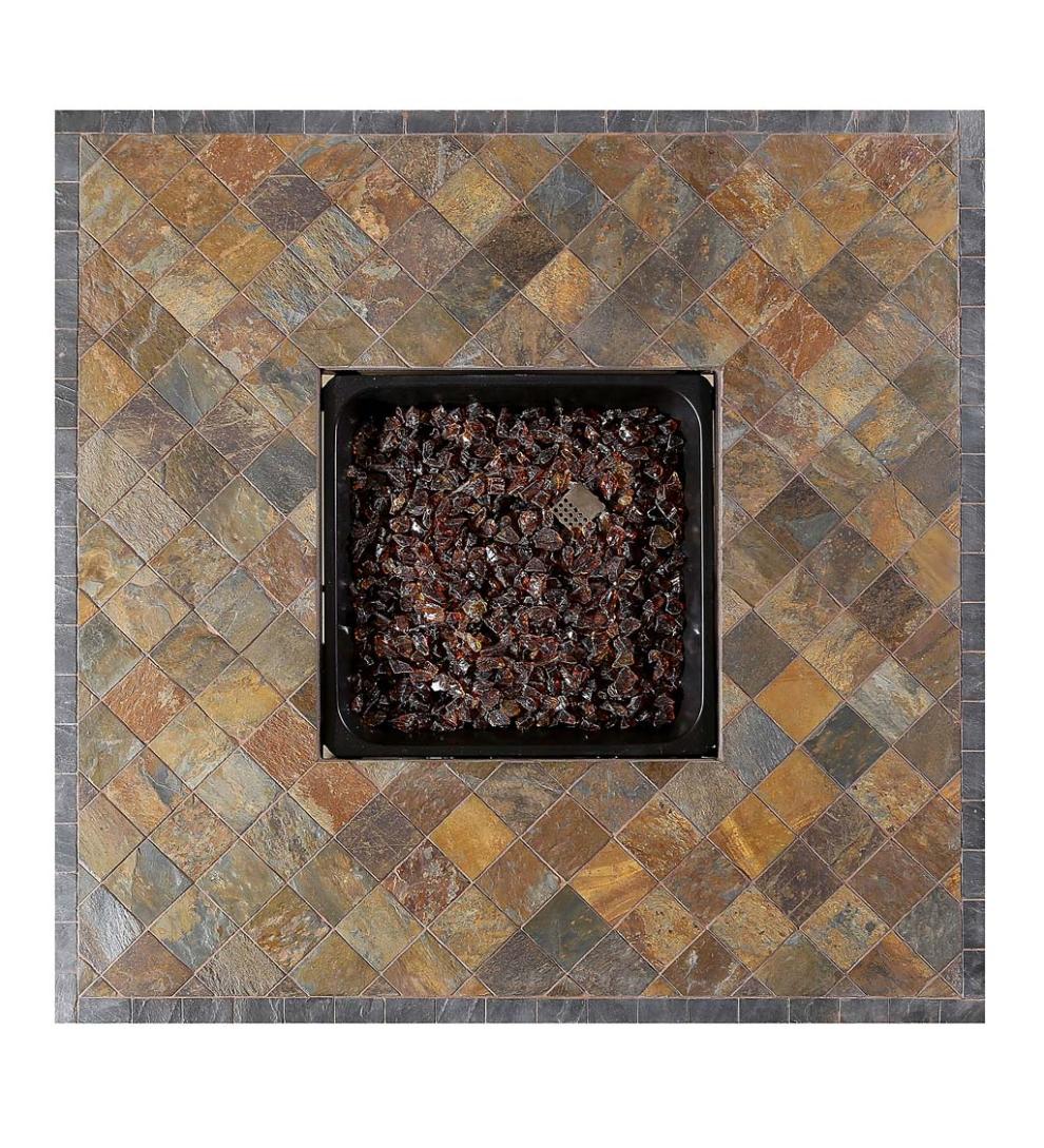 Plow & Hearth Fire Pits Fireplace & Hearth Kingsbury Outdoor Lp Gas Fire Pit With Slate And Marble Tile Mantel, 42"