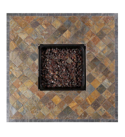 Plow & Hearth Fire Pits Fireplace & Hearth Kingsbury Outdoor Lp Gas Fire Pit With Slate And Marble Tile Mantel, 42"